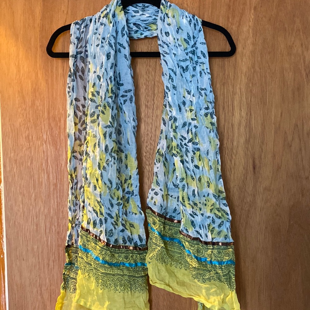 Summer weight blue and yellow scarf